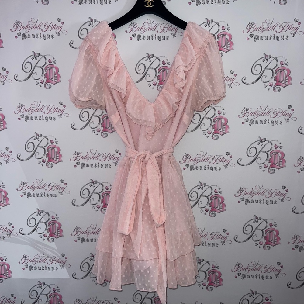 Sugar thrillz dolls kill dress soft regal days dotted mini dress tie up bow 🎀